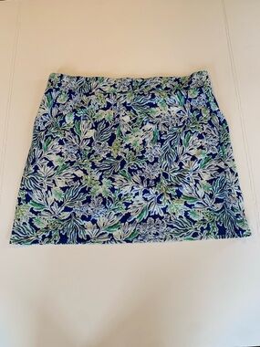 Stella Parker Women’s XL Extra Large Blue & Green Botanical Print Skort Skirt